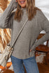 Ribbed High Neck Stretch Knit Long Sleeve Top
